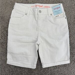 Cat Jack White Bermuda Shorts Girls 10/12‎ Mid Rise Adjustable Waist Stretch